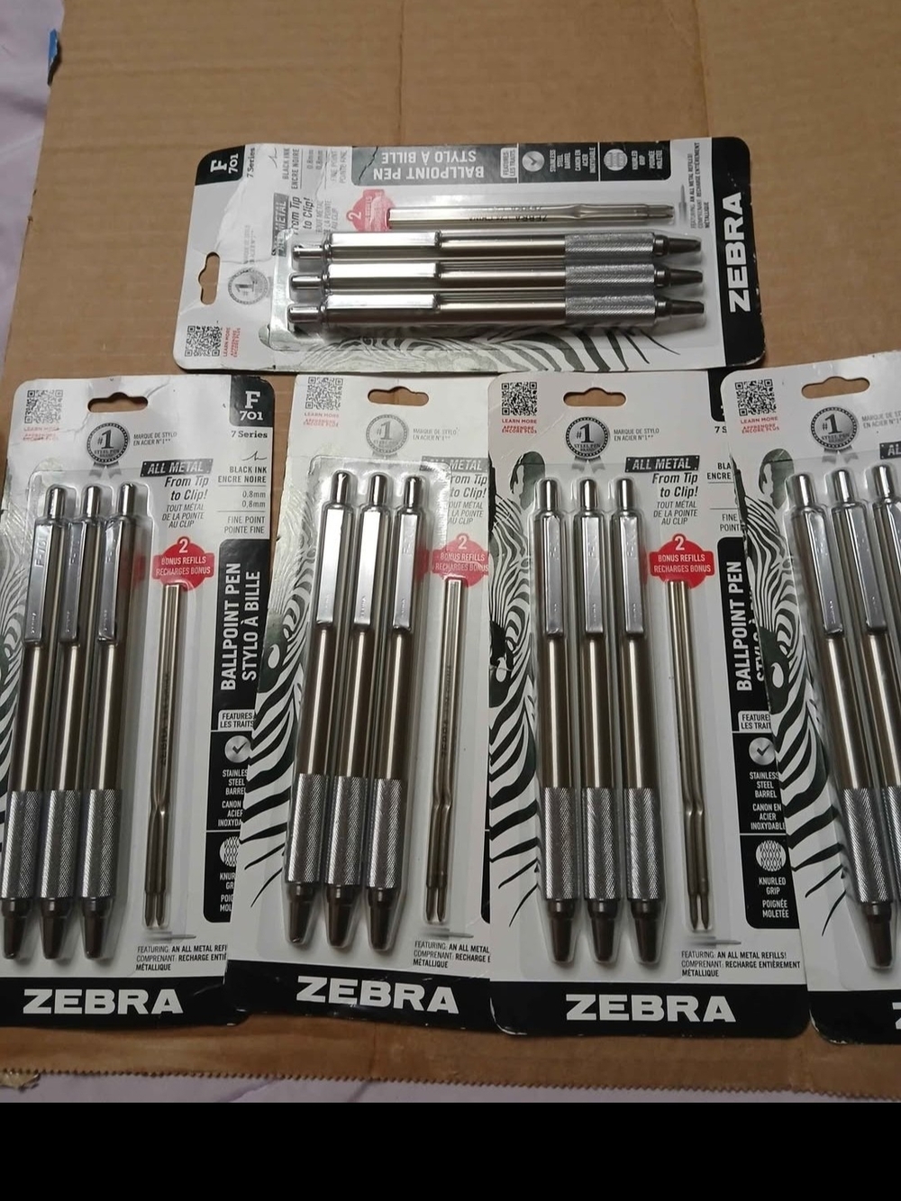 ZEBRA -Silver Ballpoint Pen Pack - Metal Retractable Pens